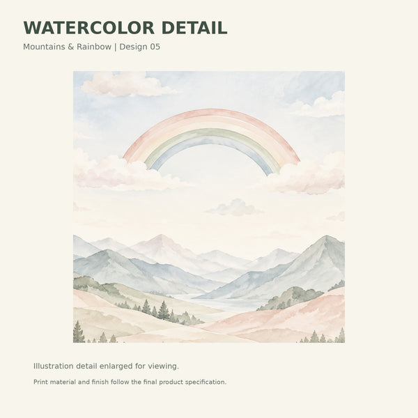 Watercolor Blush Mountain Rainbow Wall Mural, image 3