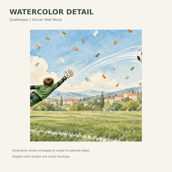 Watercolor Goalkeeper Save Soccer Wall Mural, image 4