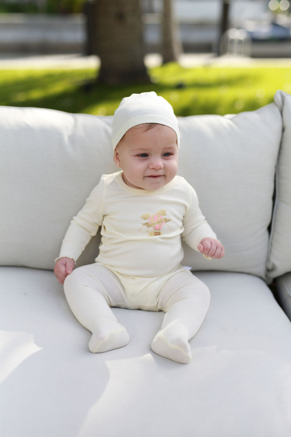 Hot Air Balloon Footie- Cream/Pink