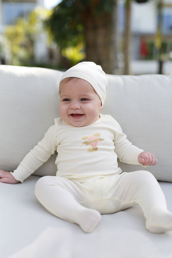 Hot Air Balloon Footie- Cream/Pink