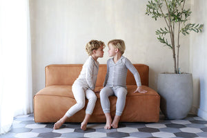 Ribbed Grandpa PJ- Beige