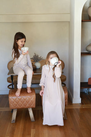 Ribbed Grandpa PJ- Beige