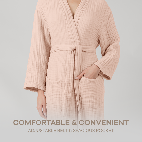 Muslin Bathrobe in Blush