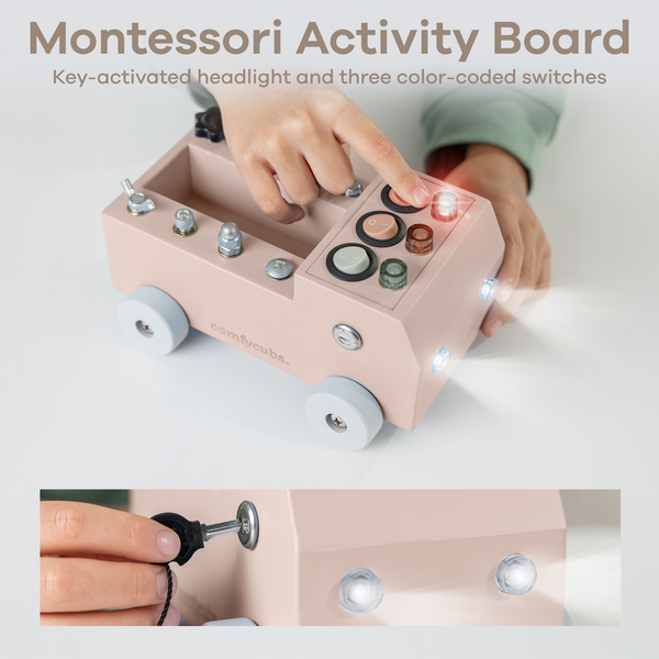 Busy Board Toy Truck Set for 3+ in Blush