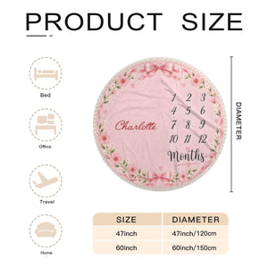 Personalized Baby Milestone Round Blanket – Add Your Baby's Name