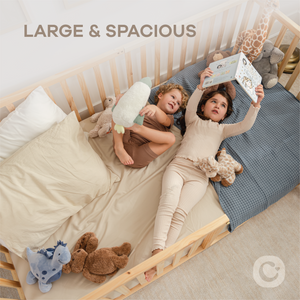 Kids House Gated Floor Bed Twin Size for Children Aged 5+, Natural Wood