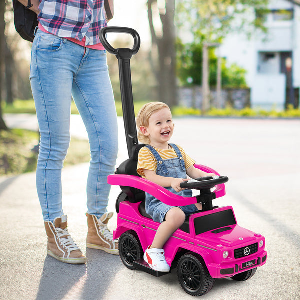 3-In-1 Ride on Push Car Mercedes Benz G350 Stroller Sliding Car with Canopy