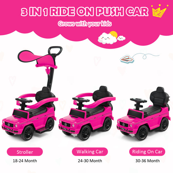 3-In-1 Ride on Push Car Mercedes Benz G350 Stroller Sliding Car with Canopy