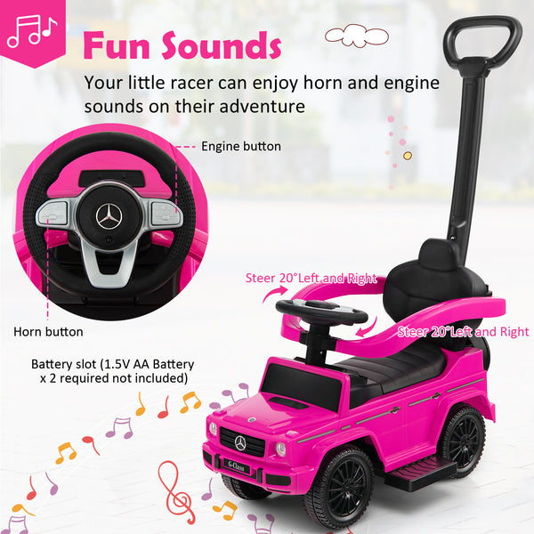 3-In-1 Ride on Push Car Mercedes Benz G350 Stroller Sliding Car with Canopy