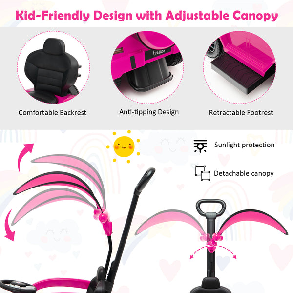 3-In-1 Ride on Push Car Mercedes Benz G350 Stroller Sliding Car with Canopy