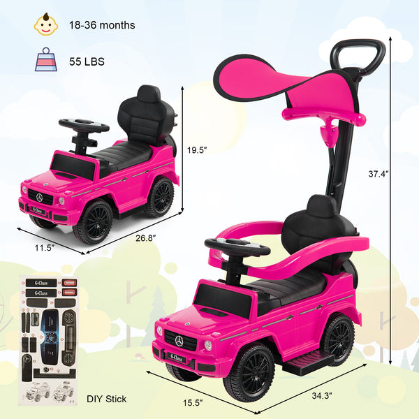 3-In-1 Ride on Push Car Mercedes Benz G350 Stroller Sliding Car with Canopy