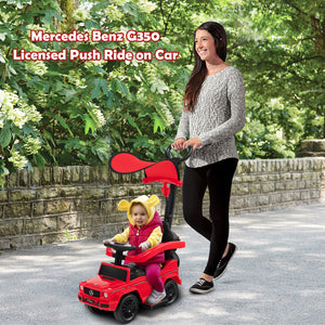 3-In-1 Ride on Push Car Mercedes Benz G350 Stroller Sliding Car with Canopy