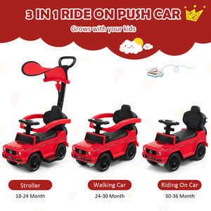 3-In-1 Ride on Push Car Mercedes Benz G350 Stroller Sliding Car with Canopy
