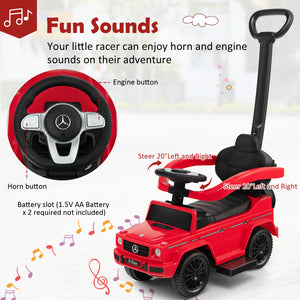 3-In-1 Ride on Push Car Mercedes Benz G350 Stroller Sliding Car with Canopy