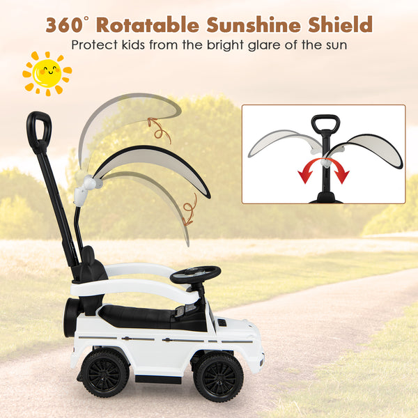 3-In-1 Ride on Push Car Mercedes Benz G350 Stroller Sliding Car with Canopy