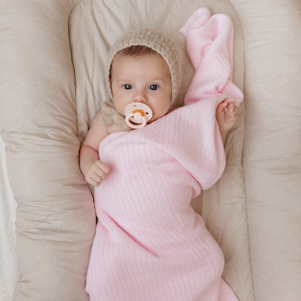 Organic Ribbed Knit Cotton Baby Blanket