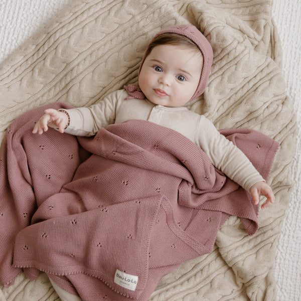 Organic Pointelle Swaddle Blanket + Hat Gift Set