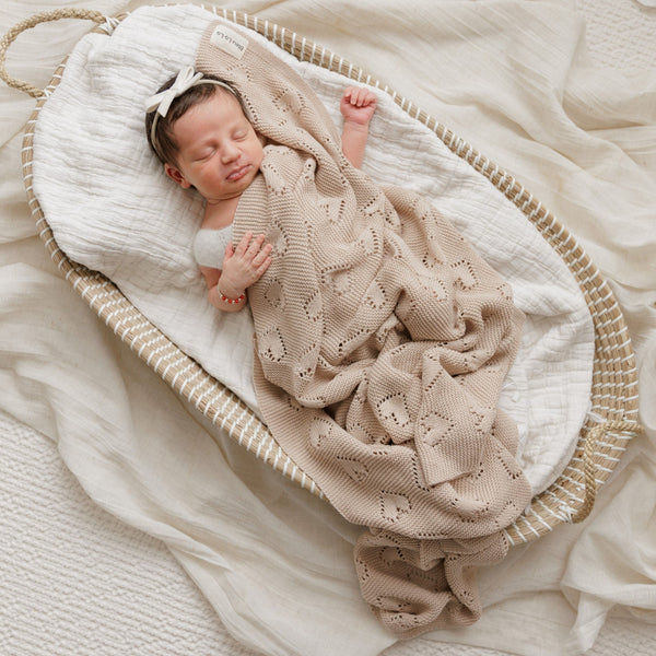 100% Cotton Luxury Knit Heart Swaddle Baby Blanket