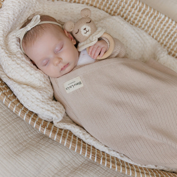 Organic Ribbed Knit Cotton Baby Blanket