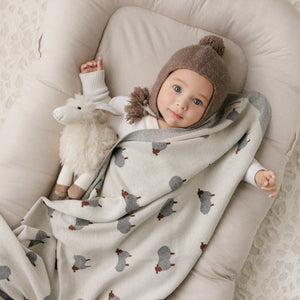 Sheep Knit Receiving Baby Blanket - MOOGCO Baby