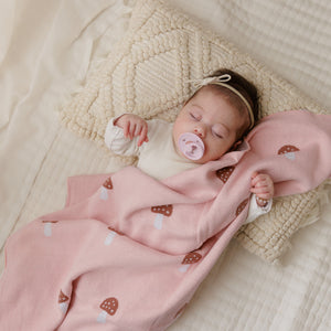 Luxury Knit Mushroom Swaddle Baby Blanket