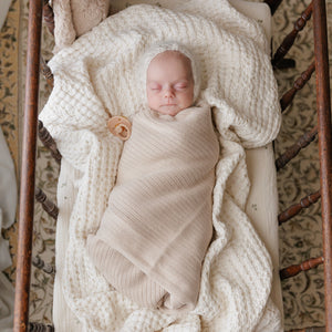 Organic Ribbed Knit Cotton Baby Blanket