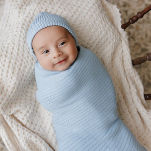 Organic Ribbed Knit Cotton Baby Blanket