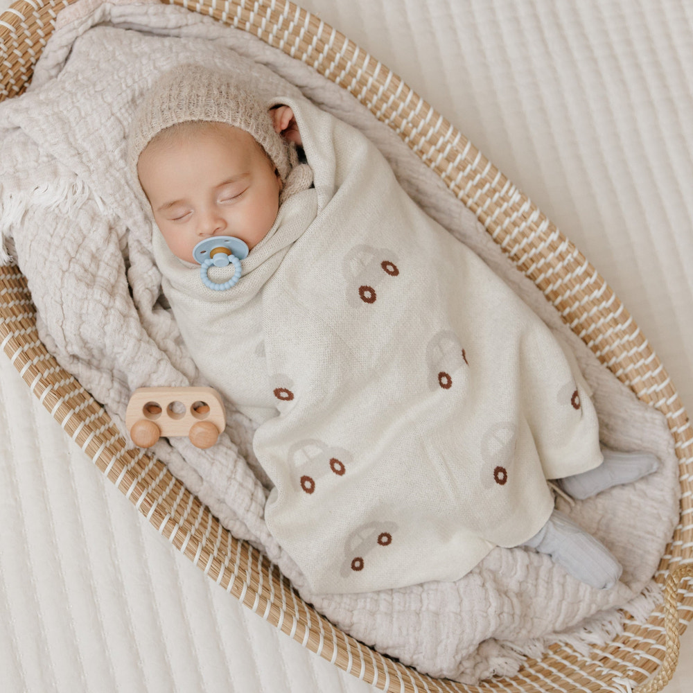 100% Cotton Luxury Knit Car Swaddle Blanket - MOOGCO Baby