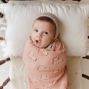 100% Cotton Luxury Knit Heart Swaddle Baby Blanket