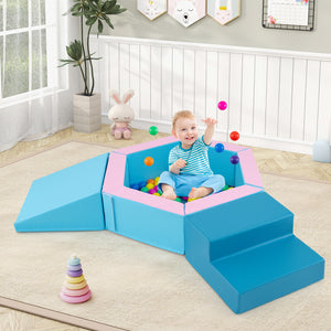 3-Piece Baby Foam Climbing Blocks Climb and Crawl Set with 100 Ocean Balls