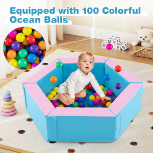3-Piece Baby Foam Climbing Blocks Climb and Crawl Set with 100 Ocean Balls