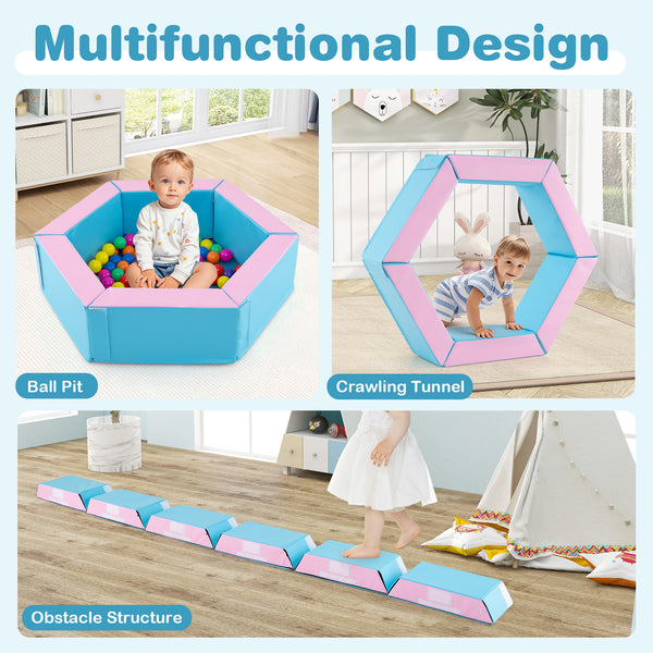 3-Piece Baby Foam Climbing Blocks Climb and Crawl Set with 100 Ocean Balls