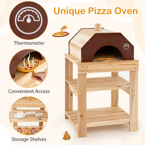 3-Piece Outdoor Kitchen Set Mud Kitchen with Separate BBQ Grill and Pizza Oven