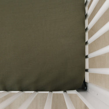 Olive Bamboo Stretch Crib Sheet - MOOGCO Baby