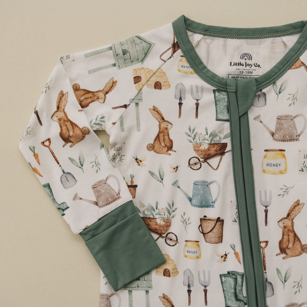 Cottontail Garden Bamboo Zippy Romper for babies in a cute floral design, perfect for comfort and style.