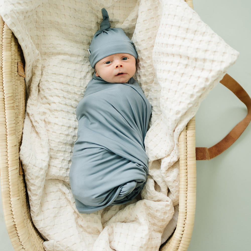 Dusty Blue Bamboo Newborn Knot Hat - MOOGCO Baby