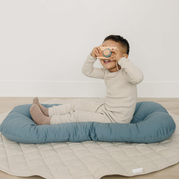 Toddler Lounger Pillow in Bluejay color, perfect for cozy bedding and sleep for little ones.