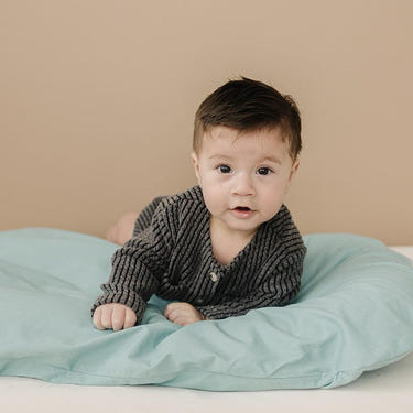 Infant lounger covers in eucalyptus design, perfect accessory for baby comfort and style.