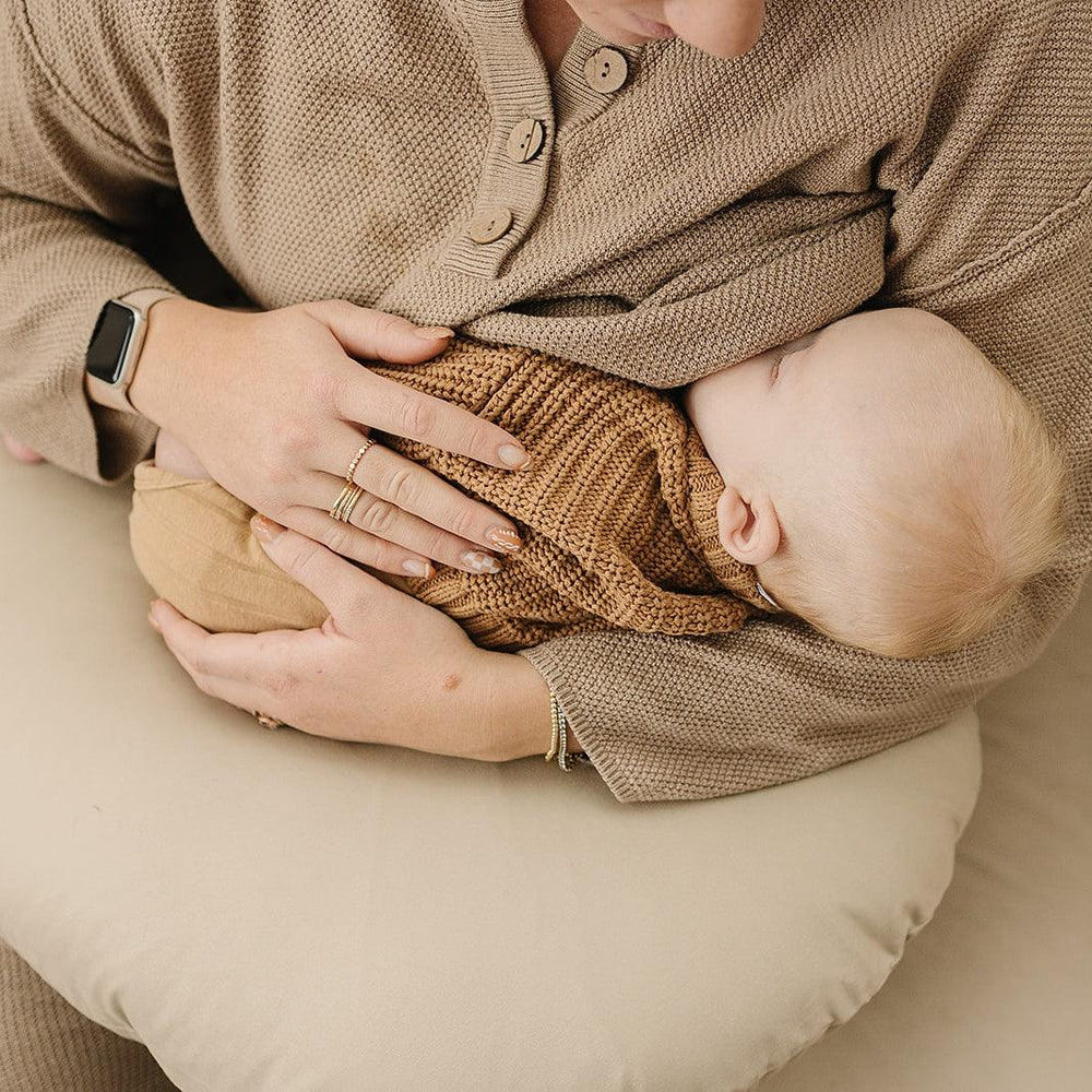 Nursing Pillow Cover in Fawn - Soft, stylish design for comfortable breastfeeding support.