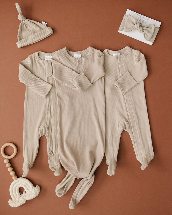 Oatmeal Organic Cotton Ribbed Snap