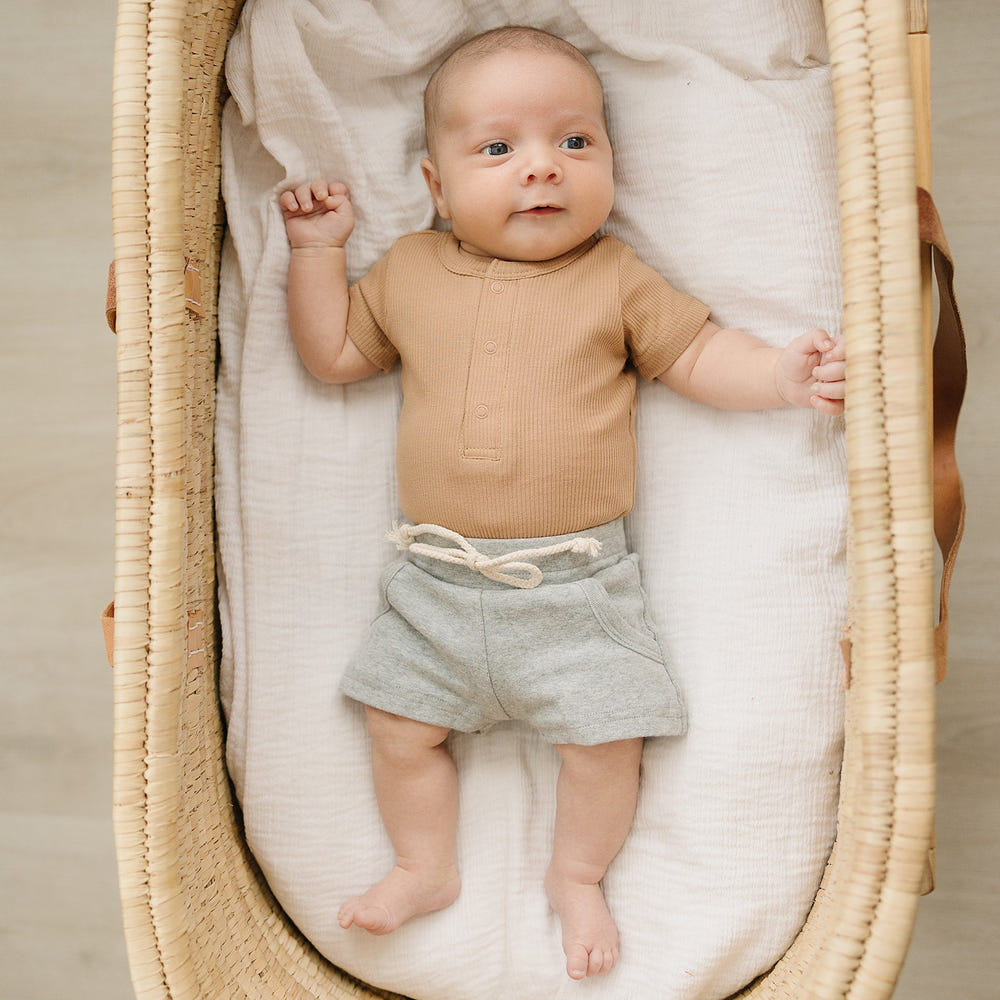 Cafe Organic Cotton Ribbed Snap Bodysuit - MOOGCO Baby