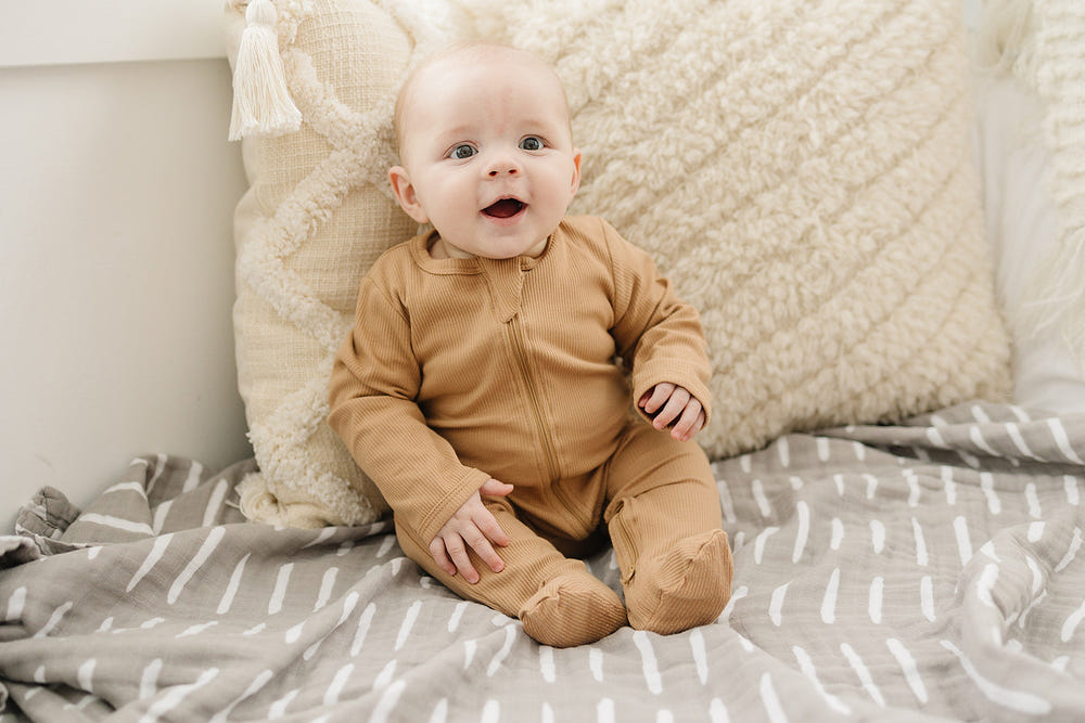 Cafe Organic Cotton Ribbed Zipper - MOOGCO Baby