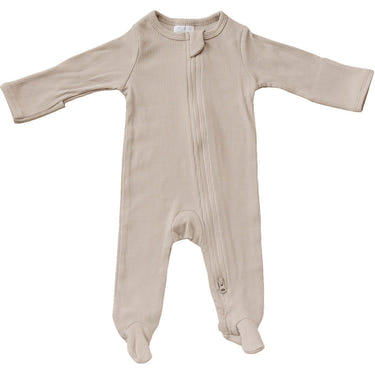 Oatmeal Organic Cotton Ribbed Zipper - MOOGCO Baby