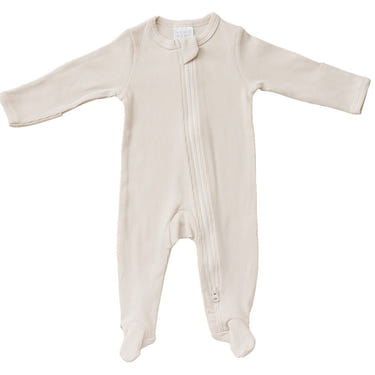 Vanilla Organic Cotton Ribbed Zipper - MOOGCO Baby