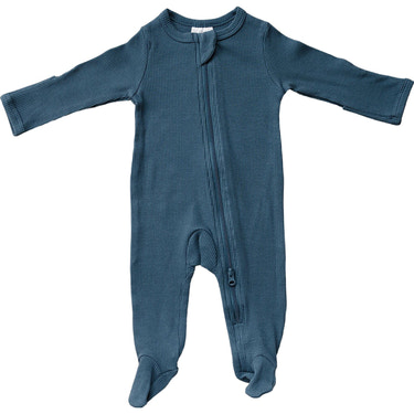 Navy Organic Cotton Ribbed Zipper - MOOGCO Baby