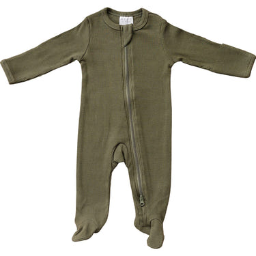 Winter Green Organic Cotton Ribbed Zipper - MOOGCO Baby