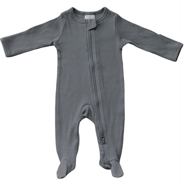 Grey Organic Cotton Ribbed Zipper - MOOGCO Baby