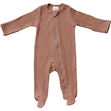 Dusty Rose Organic Cotton Ribbed Zipper - MOOGCO Baby