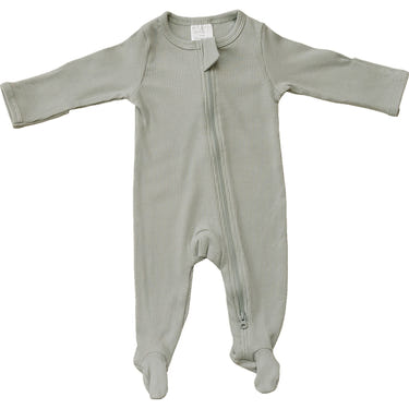 Sage Organic Cotton Ribbed Zipper - MOOGCO Baby