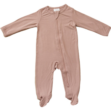 Dusty Rose Bamboo Footed Zipper - MOOGCO Baby